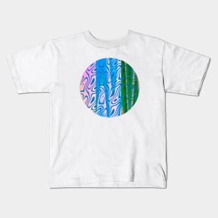 Silhouette Circle Abstract Ripple Blue Pink Green Kids T-Shirt